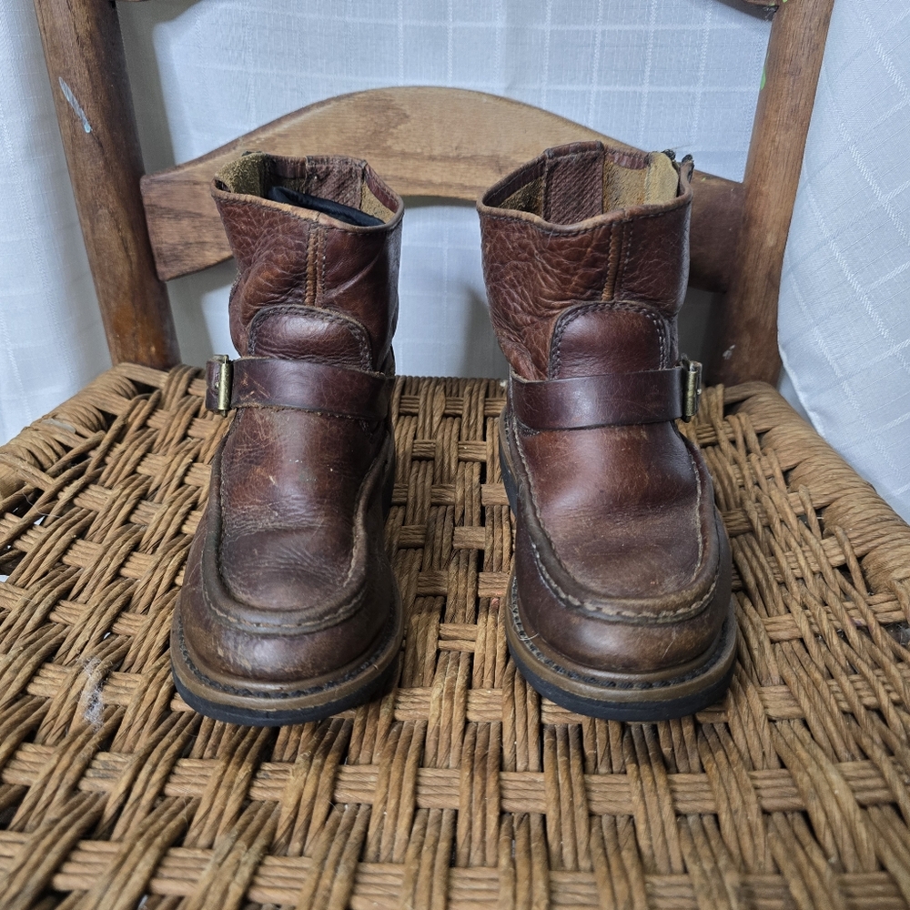 Brown Leather Georgia Wellington Kids‎ Boots Side Zip 13.5 - Picture 7 of 10